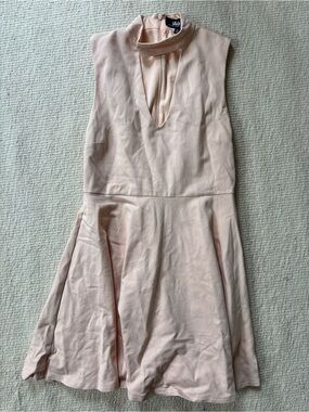 Lulu's Light Blush Choker V‑Neck Fit & Flare Mini Dress